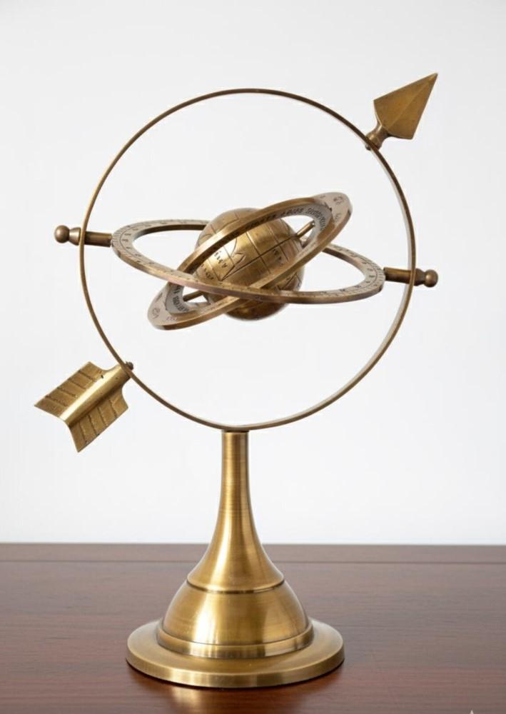 Vintage Brass Armillary Sphere 11" Antique Astrolabe Table Top World Globe Gift