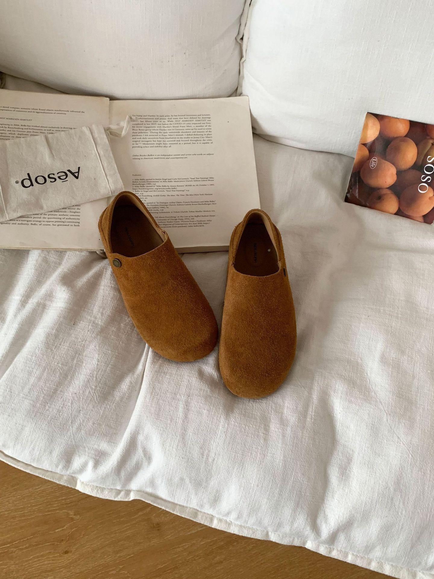 

All-inclusive two-wear small potato lazy shoes, winter velvet and thicker 2025 new soft-soled soft-sided cotton shoes 39 верблюд