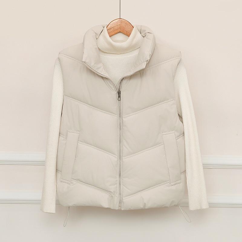 Women's Cotton Clothes Vest New Stand-up Collar Sleeveless Small Short Vest Pressed Rubber Vest