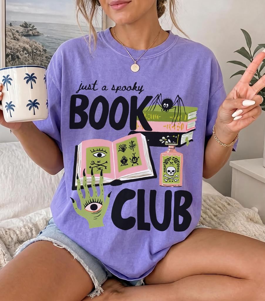 Spooky Book Club Shirt, Halloween Book Lover Tee, Bookish Halloween Shirt, Reader Gift, Witchy Book Shirt, Comfort Colors, Spooky Season