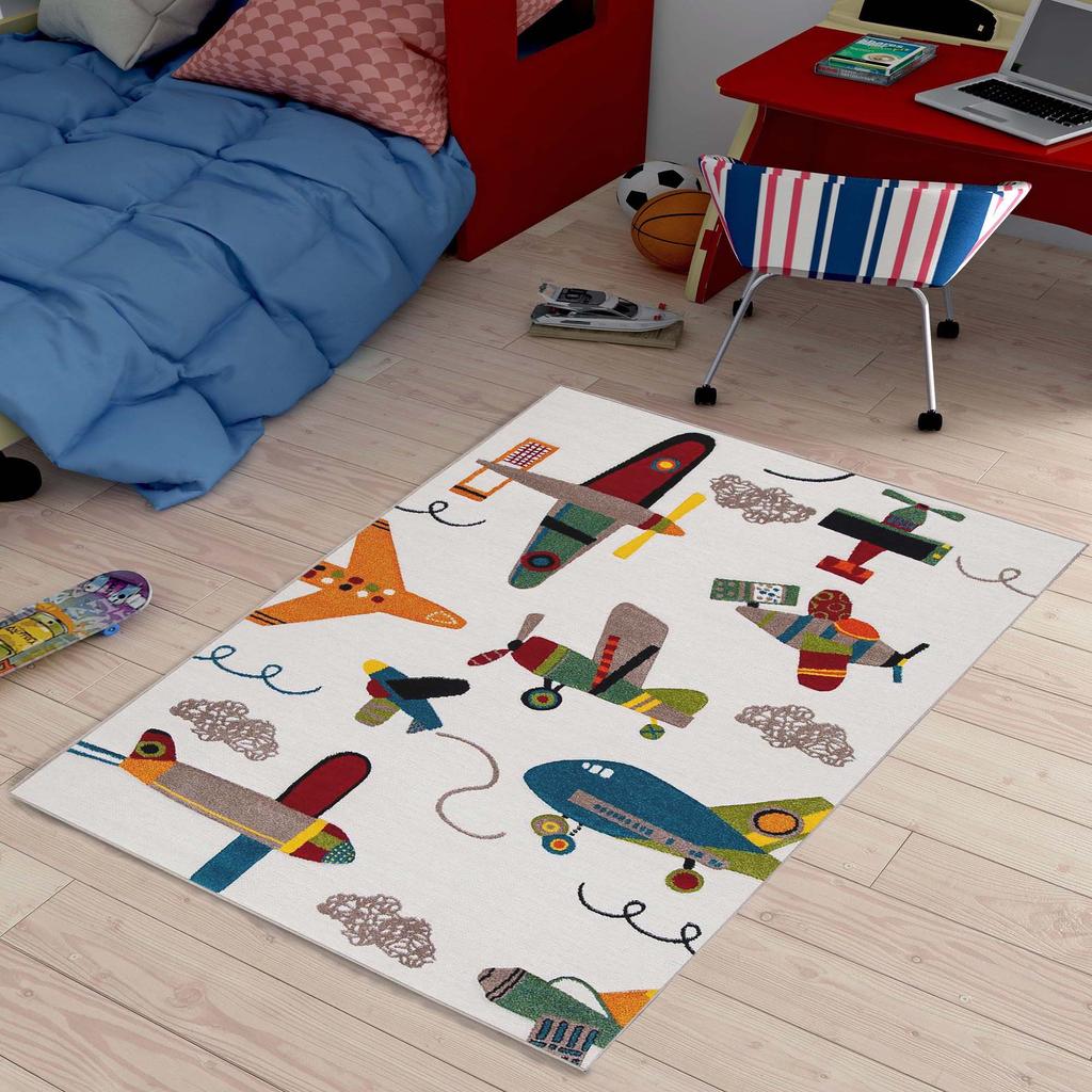 Decorative Modern Thin Stain Resistant Washable Cotton Machine Woven Base Kids Carpet