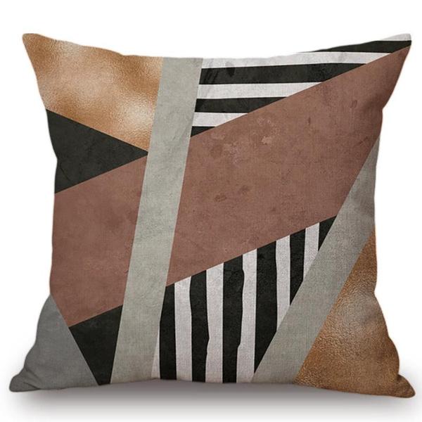 Vintage European Black Pink Yellow Geometric Sofa Throw Pillow Case Diamond Stone Triangles Decoration Cushion Cover Cojines