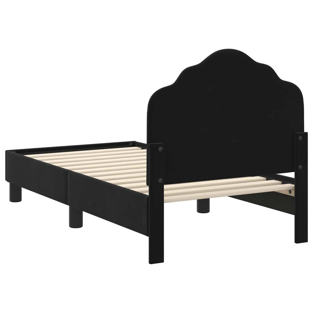 Kids Bed Frame with Headboard Black 70 x 140 cm Velvet
