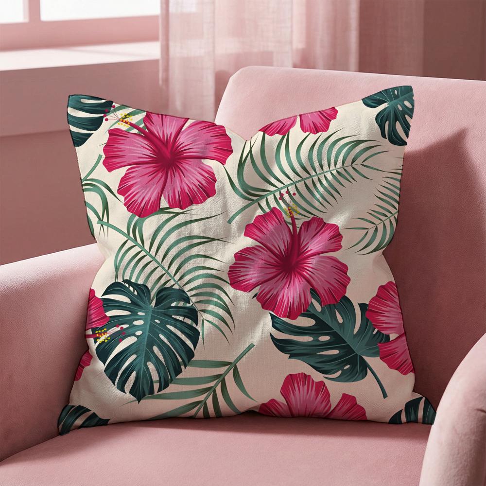 Tropical Leaves Series Cushion Cover Multi-Scene Pillow Cover for Home & Car - Reversible, Soft & Durable for Daily Use