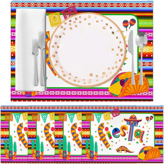 Eucalyptus Leaves Placemats Set of 4, Welcome Baby Waterproof Linen Placemats, Baby Shower Party Supplies, Table Mats for Indoor or Outdoor Dining