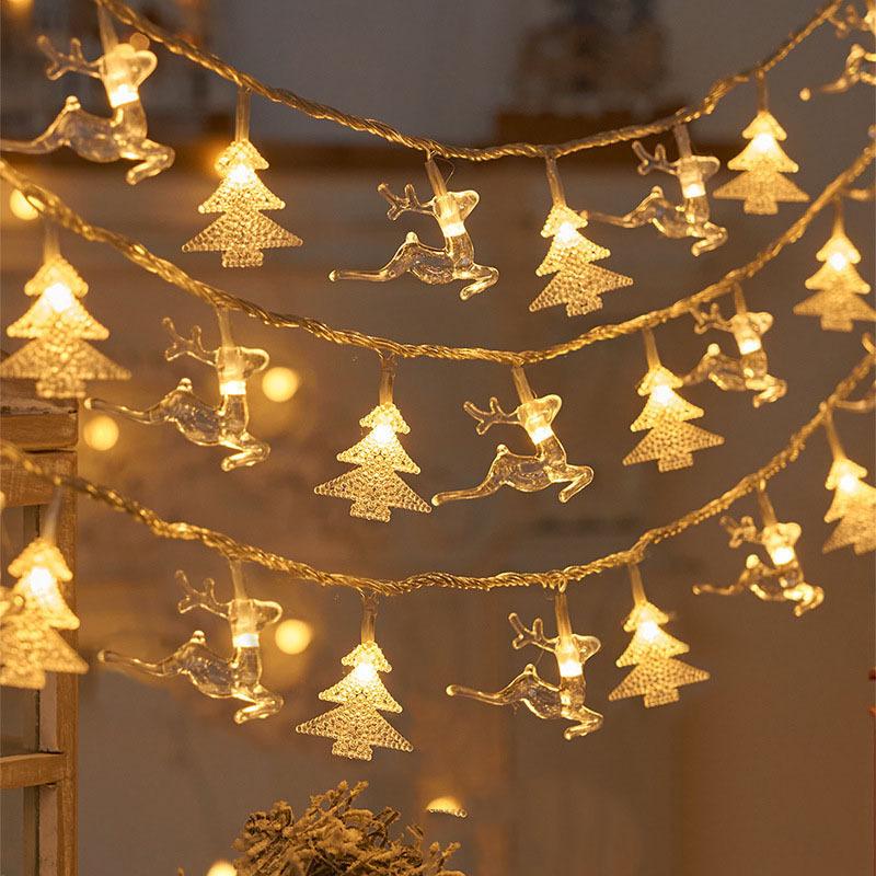LED Christmas Reindeer & Snowflake String Lights for Shop Windows & Malls - Festive Pendant Lights for Christmas Scenes