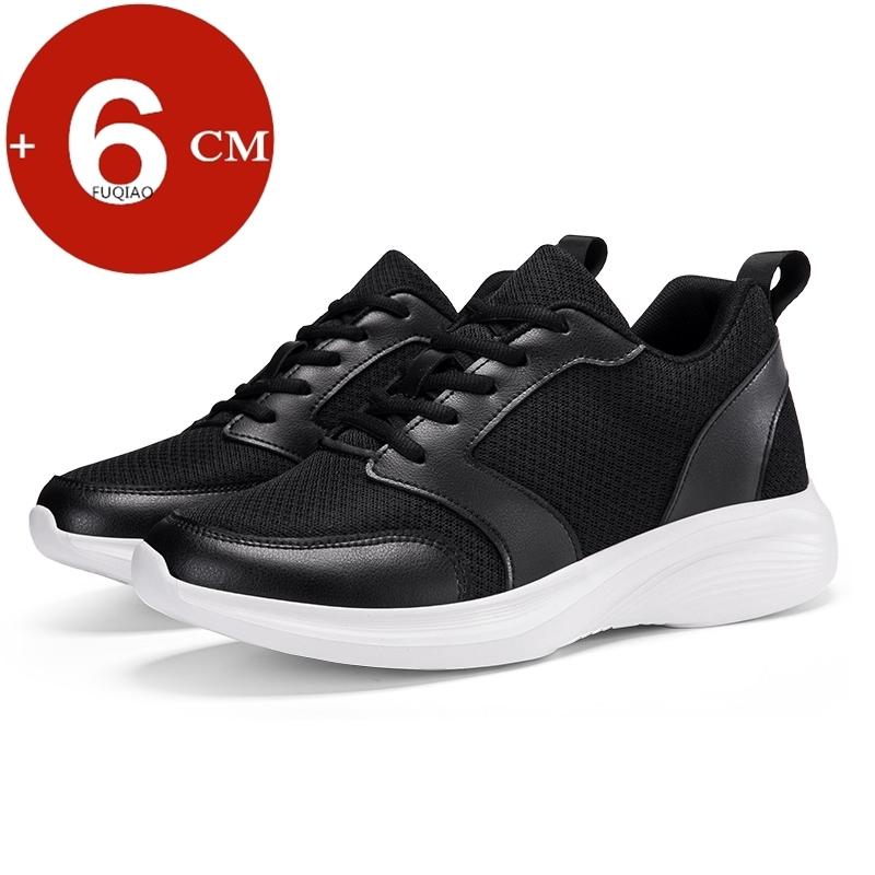 

6cm Invisible Height Boost Casual Sneakers For Men Women Cow Leather+Mesh Upper Breathable Comfort Non Slip Lift Elevator Sports 35 чёрный