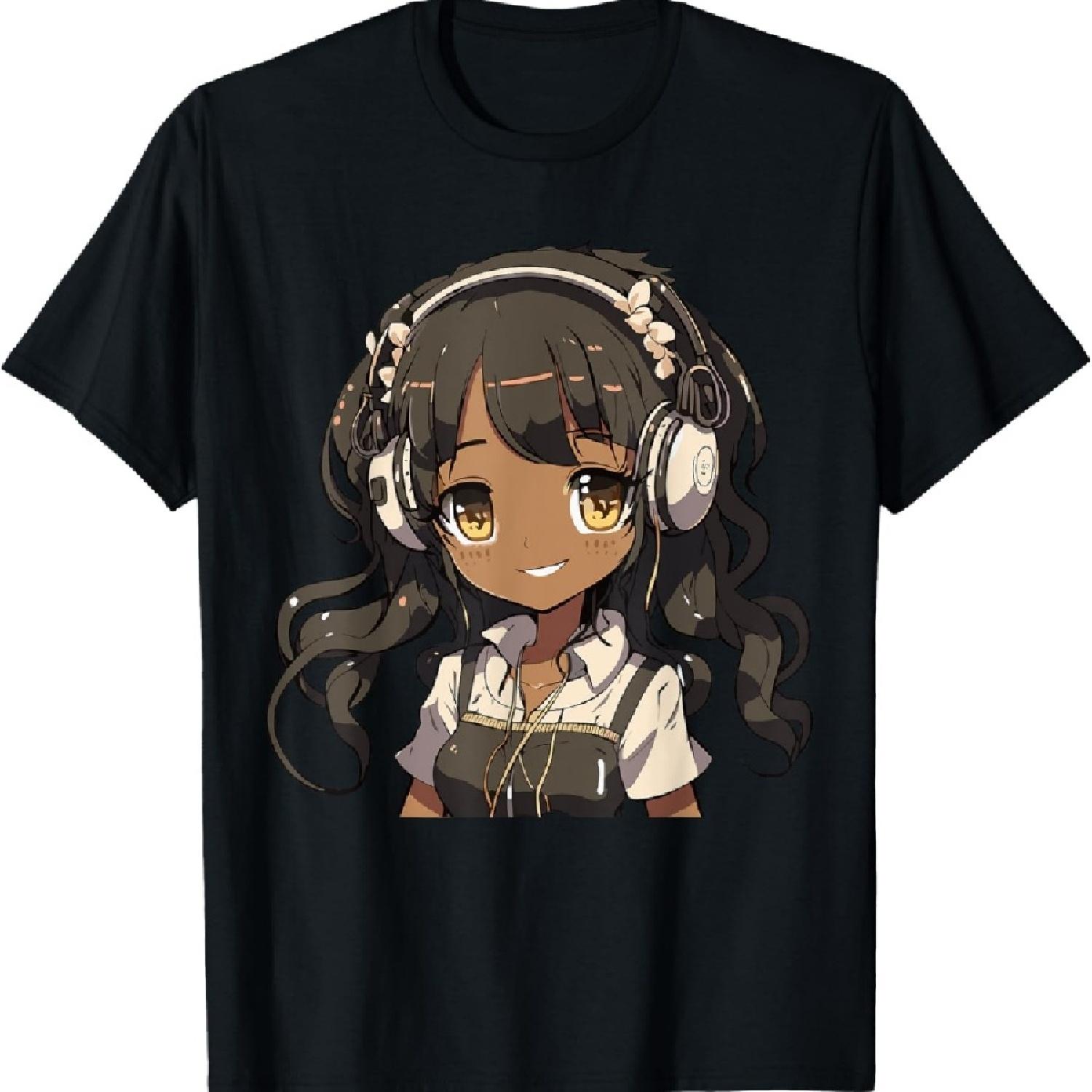 

Anime and Music Black Girl Anime Merch Afro African American T-Shirt XXXXXL