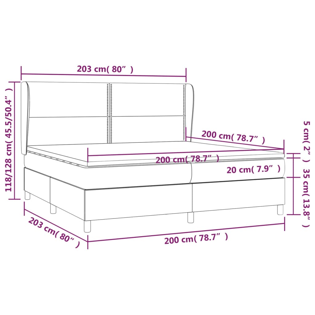 Box Spring Bed with Mattress White 200x200 cm Faux Leather