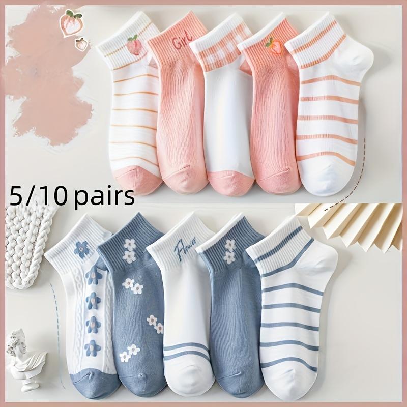 High quality5-Pair/10-Pair Women's Cute Versatile Breathable Casual Sports Fresh Short Socks for All Seasons