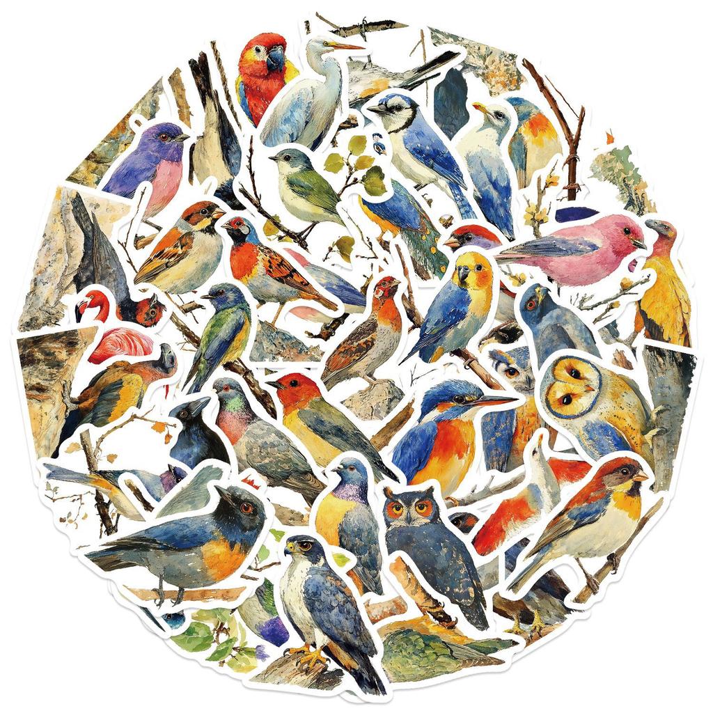 50Pcs/Set Colorful Birds Series 03 Waterproof Stickers DIY Fashion Doodle Decals Stickers