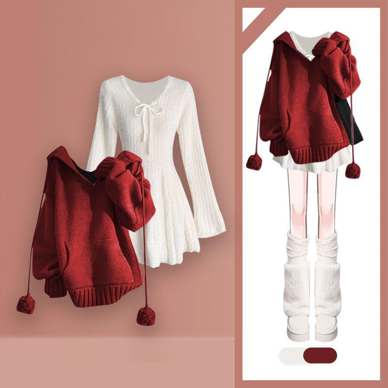 

Весенне-осенние свитерные наряды Женский винтажный элегантный повседневный вязаный свитер слим M красный