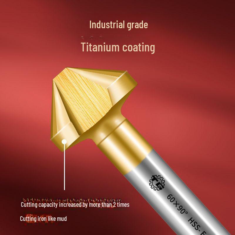 Tiangong 6542 Cobalt-Plated Titanium 90-Degree Single-edged Chamfering Countersink Drill