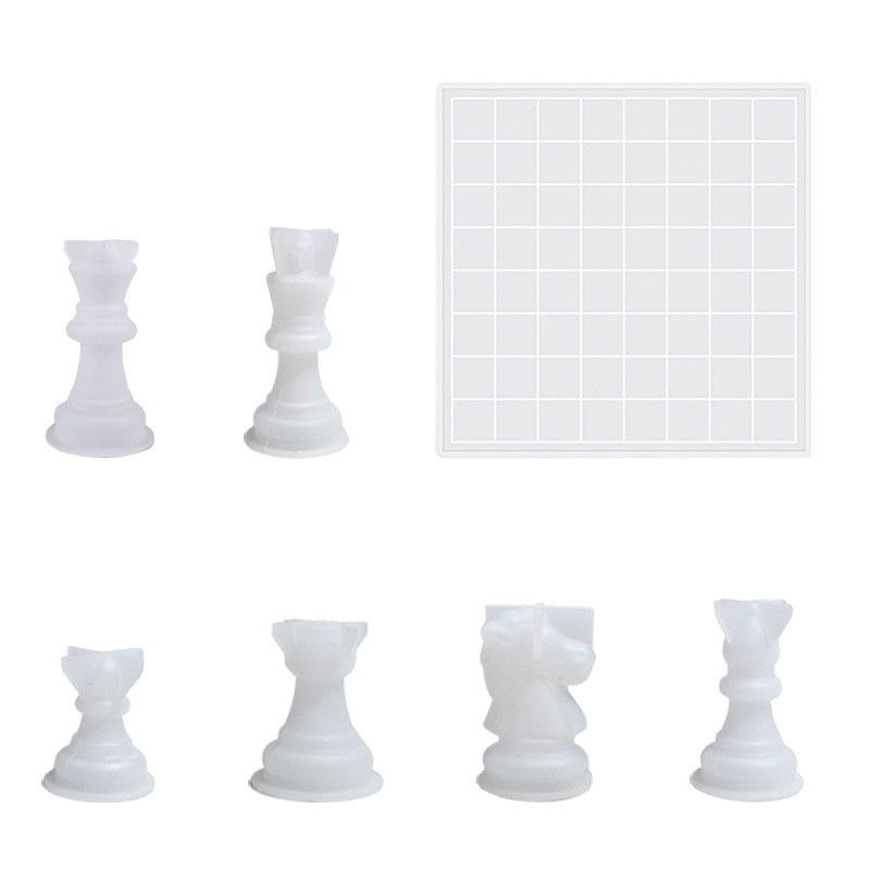 Силиконовая форма для смолы с шахматными фигурами, Кристальная капля клея, DIY трехмерные шахматные фигуры, Украшения и орнаменты для шахматной доски