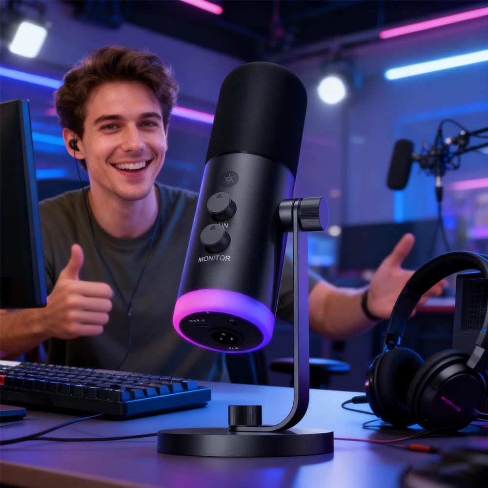 DM9 RGB USB Microphone for Gaming, Streaming, and Recording - Dynamic XLR for PC and Phone