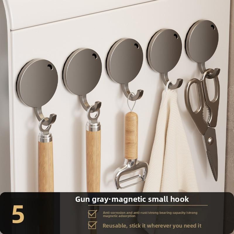Magnetic Suction Hook Set For Kitchen Refrigerator No Drilling Multipurpose Organizer For Home Use