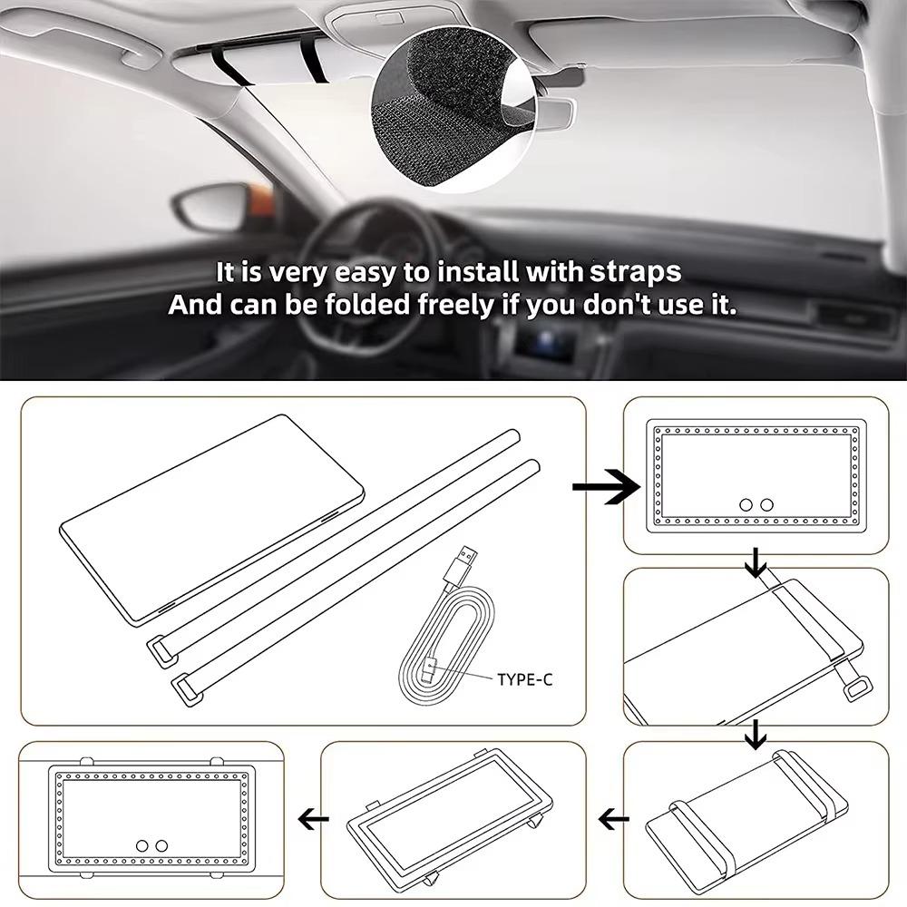 Rechargeable Car Sun Visor Mirror Sun-Shading Design Makeup Mirror All Car Universal Car