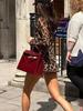 New Sexy Leopard Print One Piece Dress Women Casual Simple Round Neck Vintage Slim Clothing Female Fashion Design High Street Mini Dresses