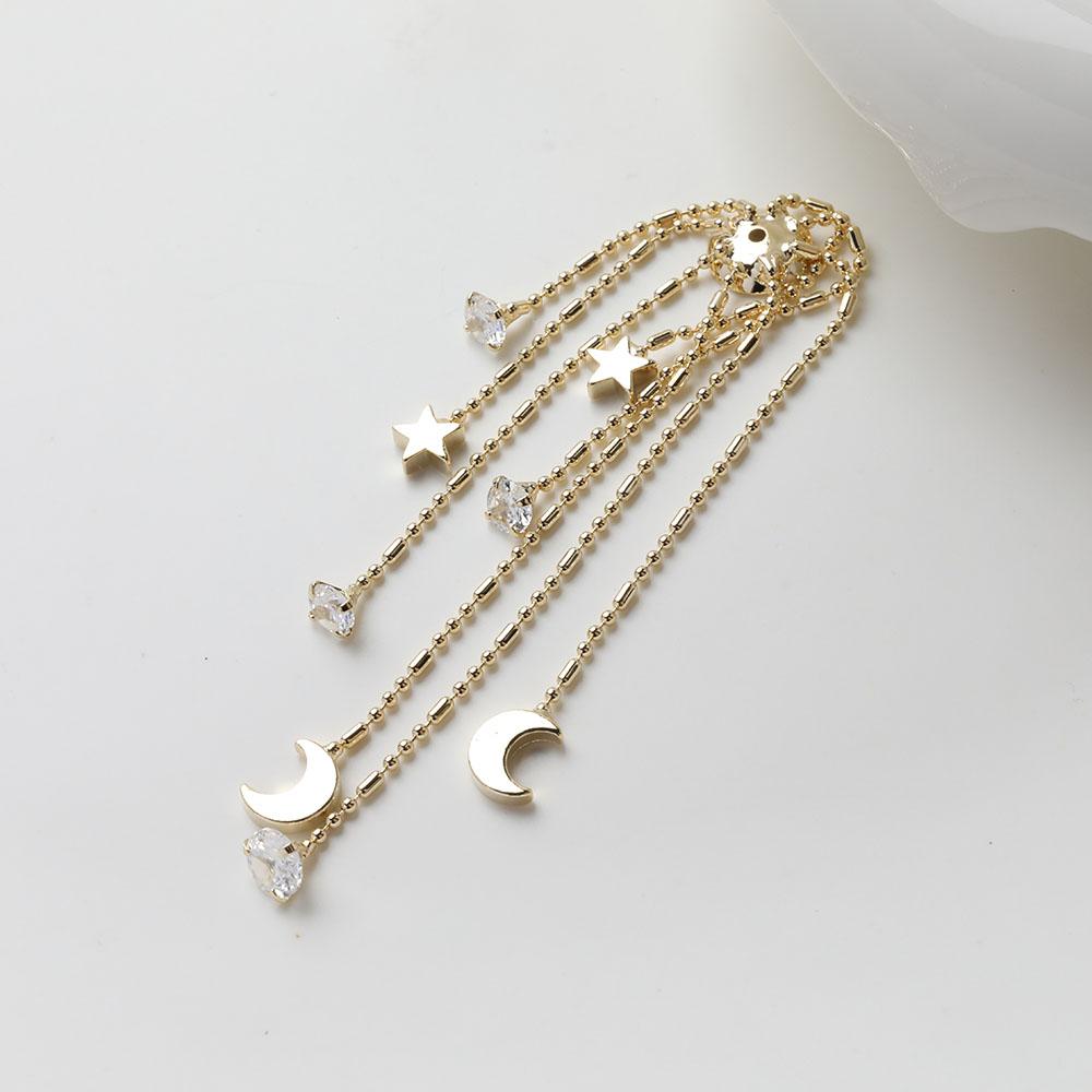 

2PCS Star Moon Tassel Charms Plated DIY Jewelry Accessories Simple Findings Dainty Earring Pendant Caps Handmade Craft Materials