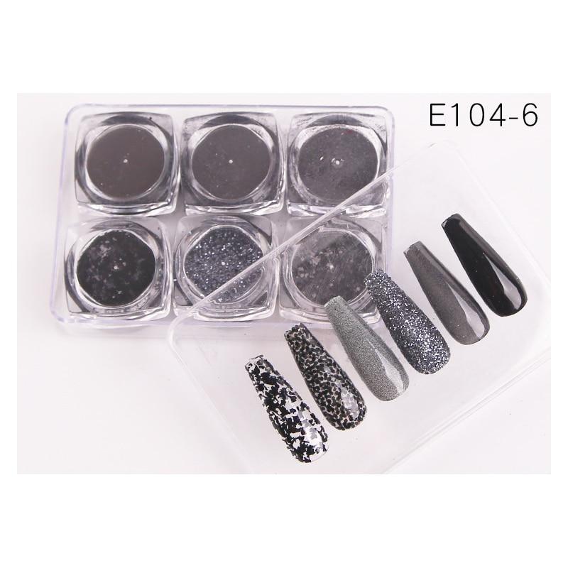 6 ks nail art třpytivý prášek na zdobení nehtů lesknoucí se pigmentové vločky flitr nail art dekorace