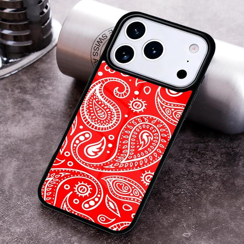 Red Bandana Paisley Phone Case for iPhone 17 16 15 Pro Max Air 14 13 12 11 Plus Shockproof Capa Cover