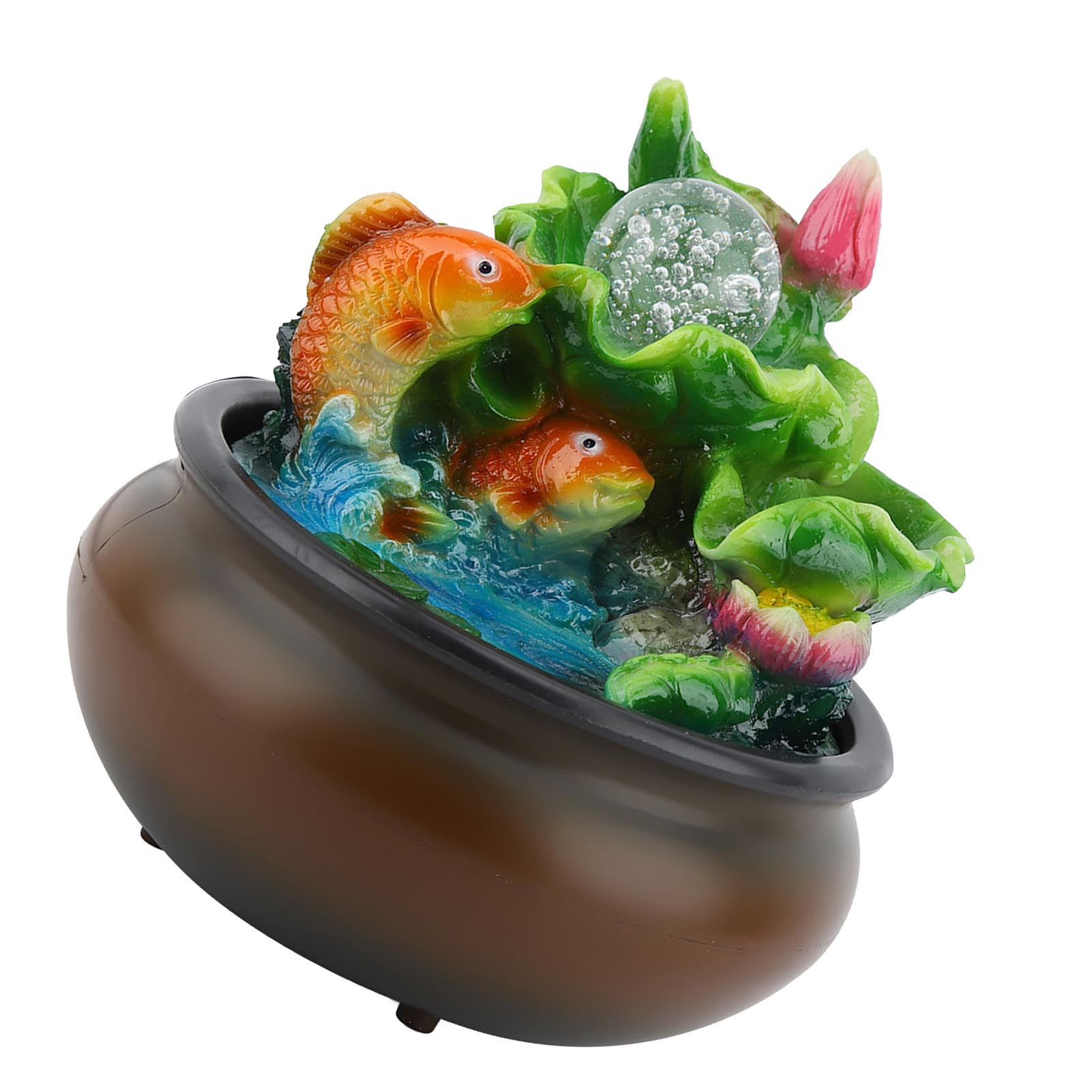 Tabletop Fountain Indoor Waterfall Resin Fish Pond Rotating   Meditation Fountain Indoor Relaxing Water Feature for   Decor
