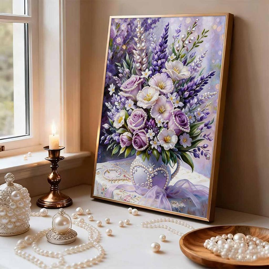DIY Bouquet Pearl Art Painting for Adults/Beginners Gift Home Decor Pearl Gem Paintings Picture Arts Craft 30x40cm Without Frame