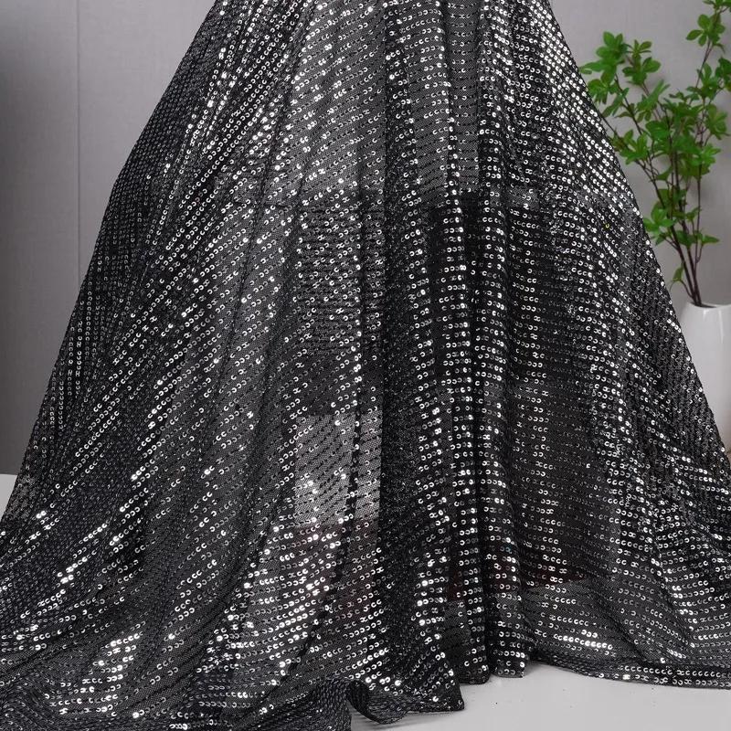 Wide 130cm Mesh Micro Stretch Small Sequins Clothing Fabric for DIY Sewing Clothing Dress Wedding Dresses Party Tablecloth Cloth