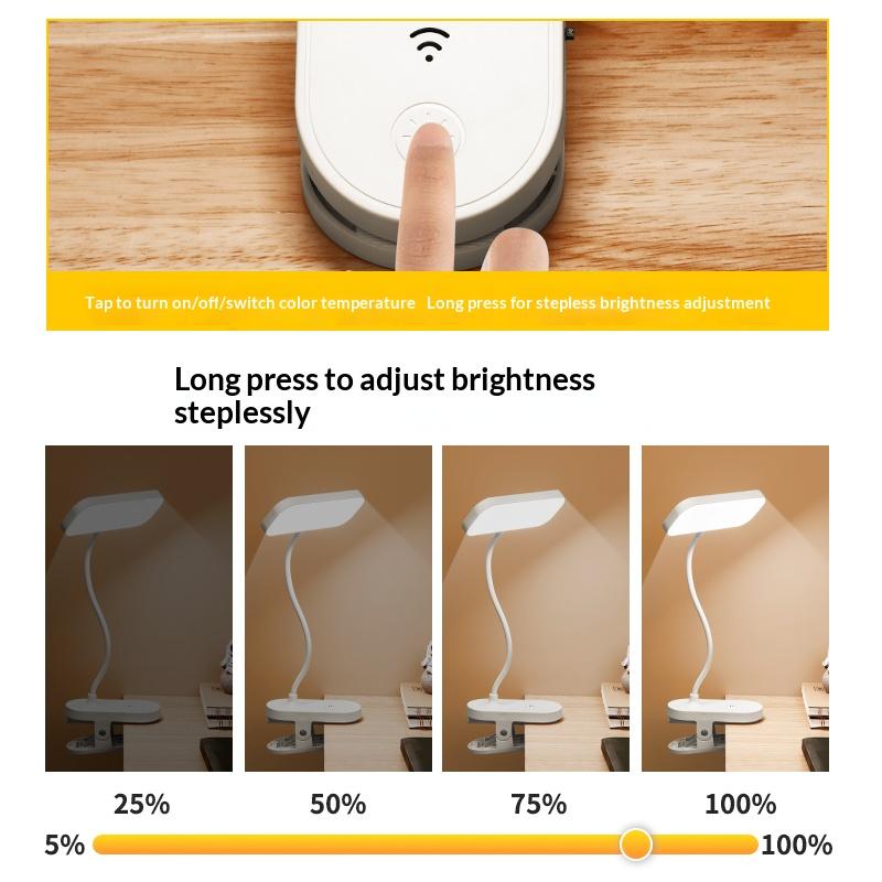 Xiaomi USB Rechargeable Clip-on LED Desk Lamp, Eye-Caring Reading Light for Students, Dorm Bedroom Desk Study Office Portable Lamp