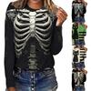 Women's Halloween Long Sleeve Neck Printed Top for Casual Fall Wear
