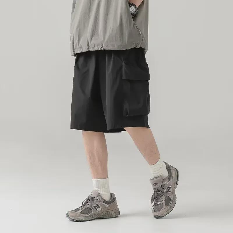 Short de travail japonais léger pour homme - Coupe ample et décontractée, idéale pour l'été, avec grandes poches