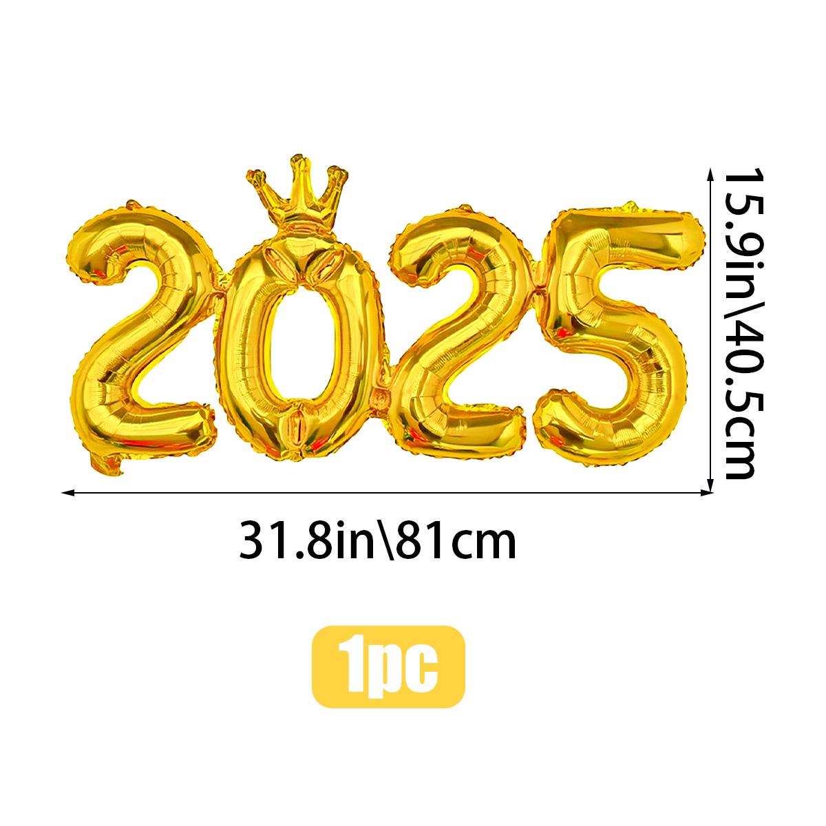 

15 шт. фольгированных шаров с цифрами 2025 в форме короны, шары с буквами «С Новым годом», подходят для вечеринки в канун Нового года, рождественской вечеринки Other