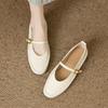 Fashion 2024 New Spring Women Flats Round Toe Low Heel Genuine Leather Women Shoes Buckle Strap Mary Janes Concise Ladies Shoes
