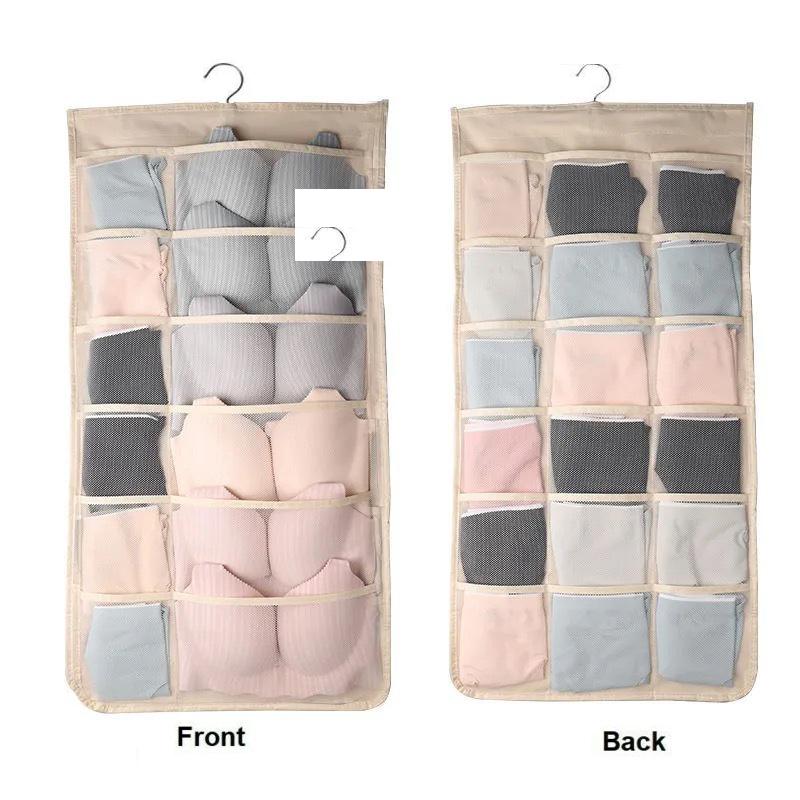 15/24/30/36 Pockets Double 2 Side Hanging Bag Bra Underwear Storage Organiser Tidy Hanger