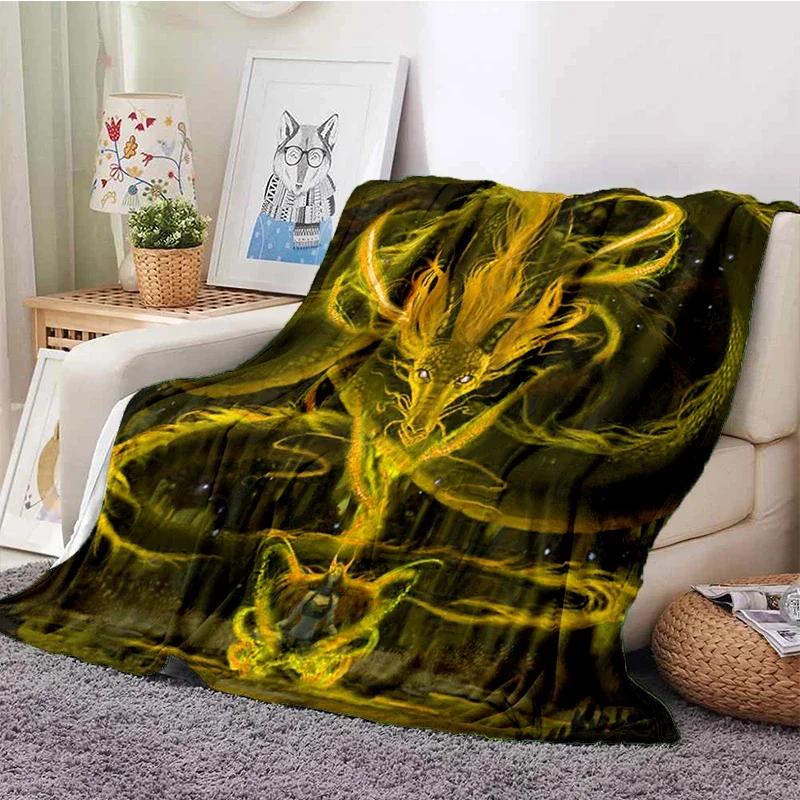 Colorful Dragon Blanket Dragonsoft Plush Blanket, Flannel Blanket Throw Blanket For Living Room Bedroom Sofa Cover