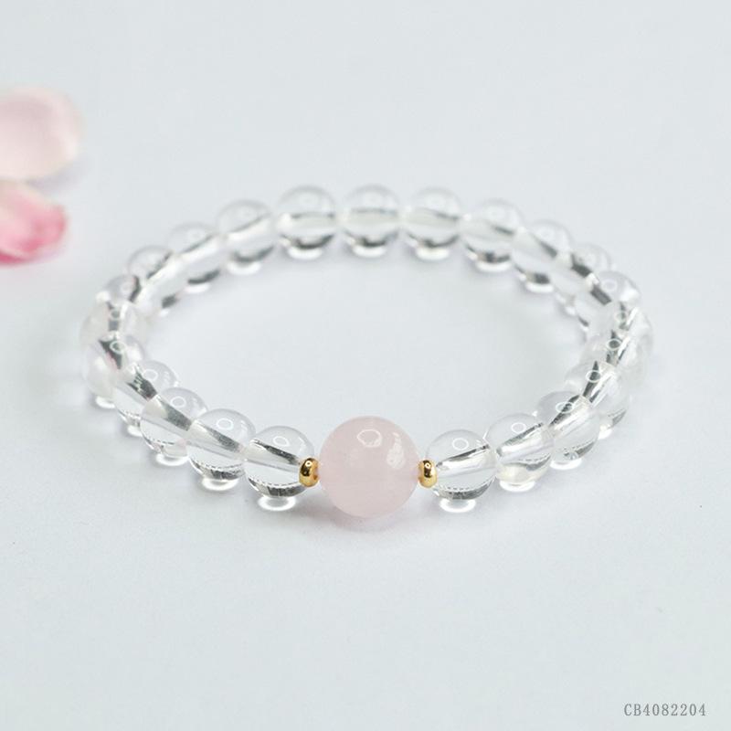 Juan Yu White & Pink Crystal Bracelet for Women, Colorful Gemstone Jewelry, Model CB4082204