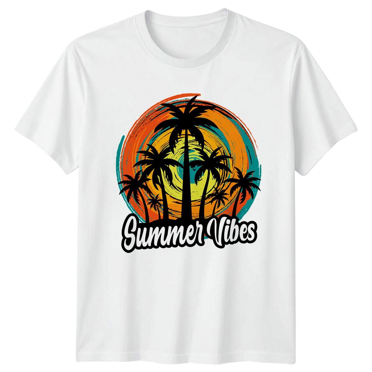 Summer Vibes T-Shirt Beach Tropical Summer Holiday Gift For Him And Her L