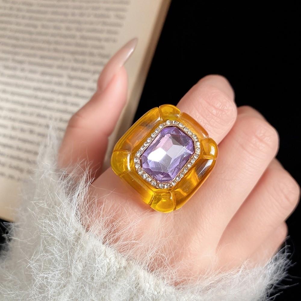 Candy Color Geometric Ring Y2K Classic Big Dome Plain Ring Acrylic Resin Ring Girl