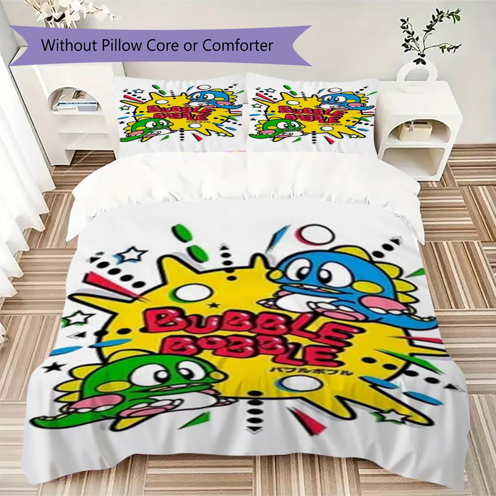 Bubble Bobble Pattern Bedding,Quilt Set Quilt Cover Pillowcase Home Birthday Gift(1 * duvet cover + 2 * pillowcase, without core)_lx
