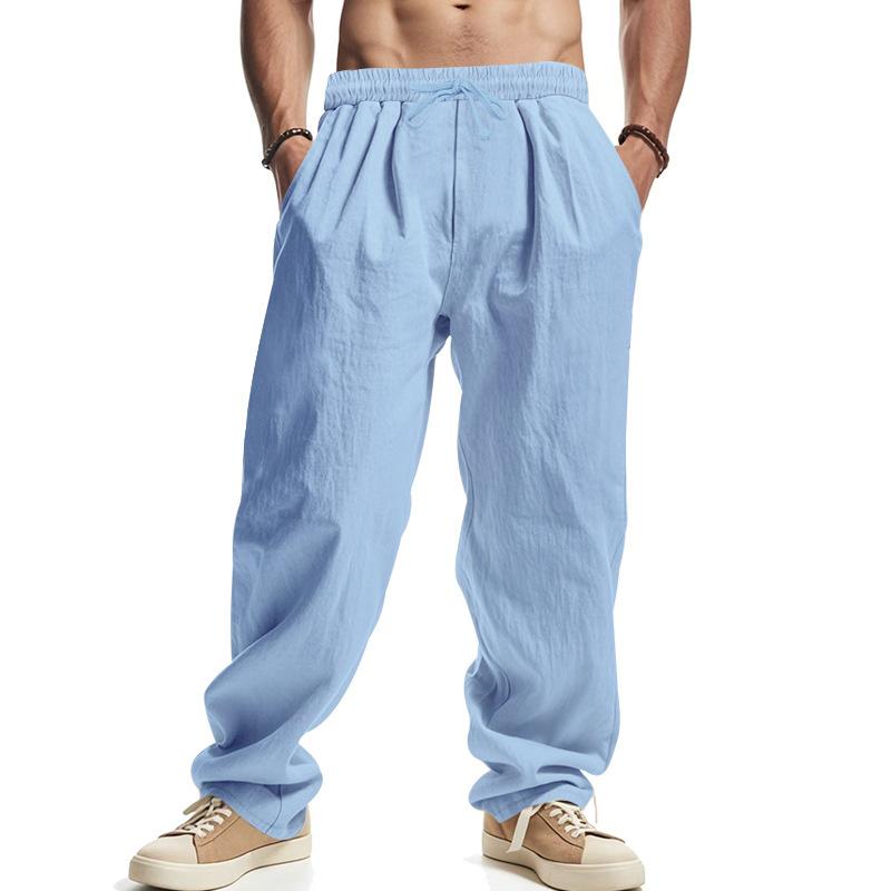 Men's Loose Casual Linen Hip Hop Beach Sports Wide Leg Trousers Mens