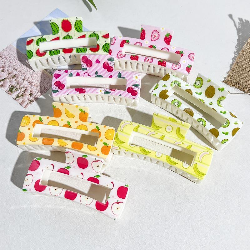 Uv-printed Square Gripper Sweet Fruit Print UpdoShark ClipHair Clip Hair Accessory