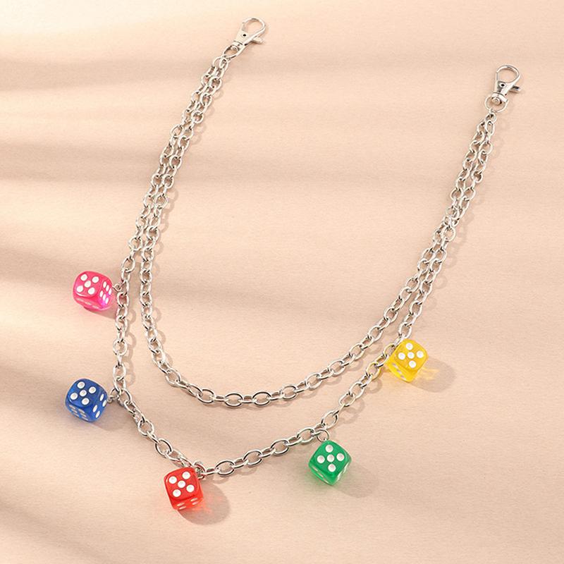 Transparent Acrylic Dice Dice Pendant Pendant Waist Chain Versatile Trouser Chain
