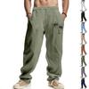 Men's Linen Loose-Fit Wide-Leg Breathable Casual Beach Pants with Coconut Tree Print