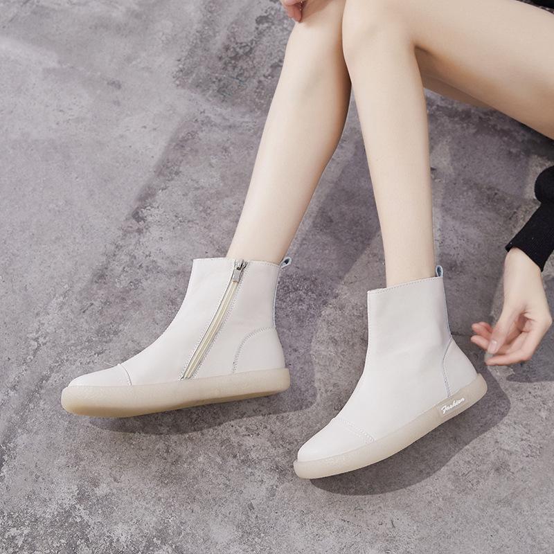 Fashion Genuine Leather Casual Sneakers for Women 2025 Autumn New Vulcanized High Top Tennis Female Fashion Zipper Sport Shoes Woman 41