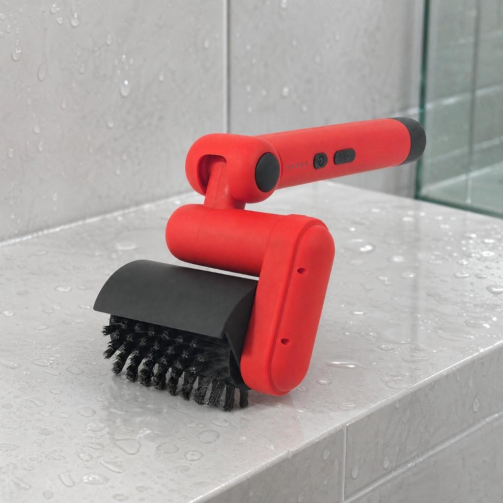 Powered Cleaning Brush Waterproof Electric with Scraping Edge Adjustable Angle Blk