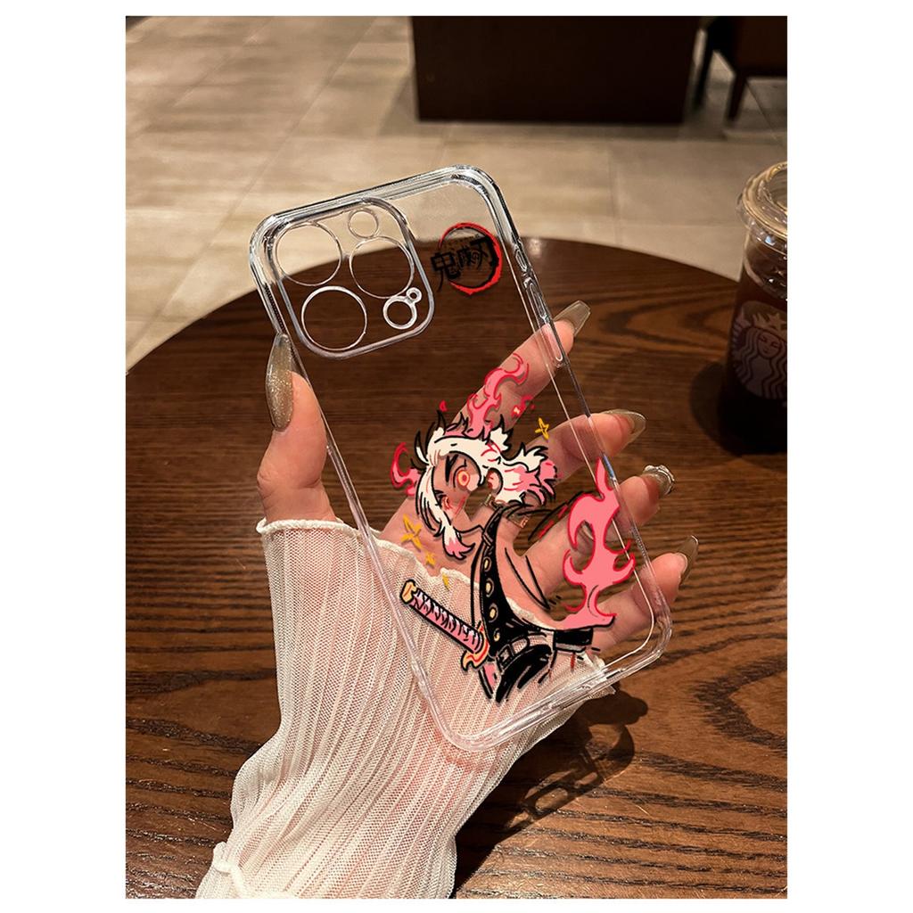Demon Slayer Muichiro & Sanemi Chibi Clear TPU Phone Case For IPhone 15 Pro Max & Samsung Galaxy S24 Ultra, Shockproof Cover