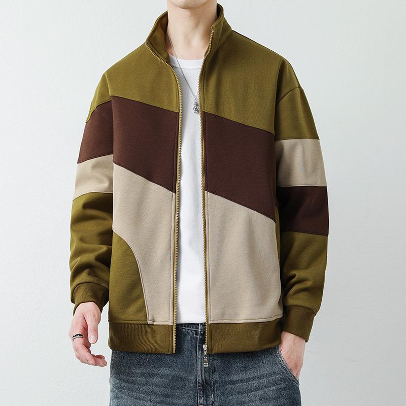 Young Men's Casual Sweater Spring Loose Fashion Jacket Color Matching Trend Slim Spring and Autumn Sweater