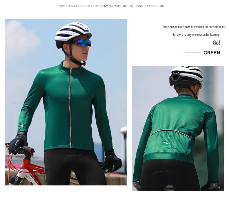 Men's Autumn Winter Fleece Cycling Jersey - Long Sleeve, Tight Fit for Mountain & Road Biking