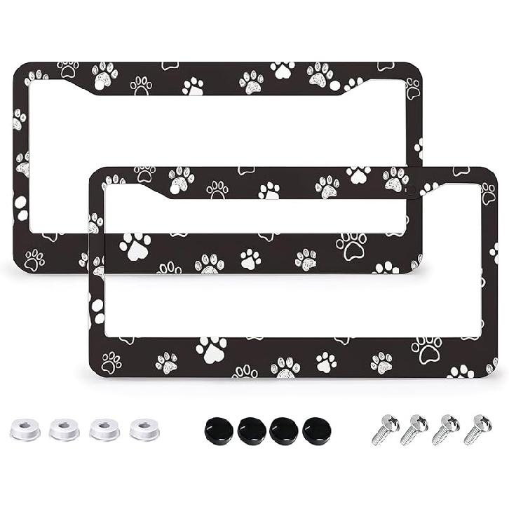 Tropical Palm Leaves License Plate Frames - 2 Pcs Set 2 Holes Metal Aluminum Auto Car Accessories Decoration License Plate Frame 6.3" X 12.2" Fit US