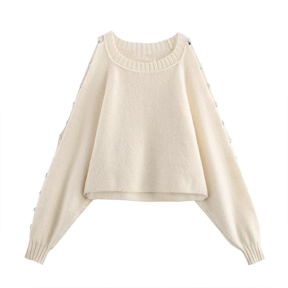 TAOP&ZA Women's Crew Neck Long Sleeve Knitted Pullover Sweater